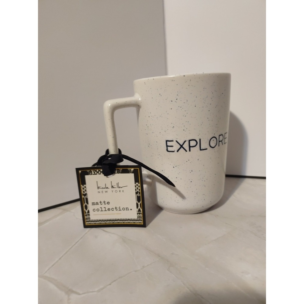 Nicole Miller Explore Coffee Tea Mug Cup Stoneware Tall Mug A1HG